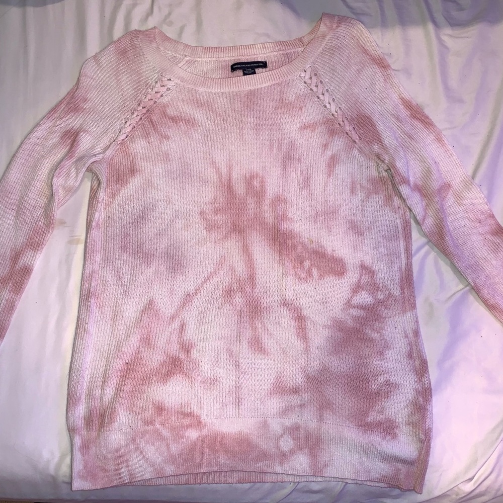 AE white mauve/pink tie dye sweater